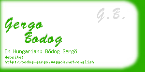 gergo bodog business card