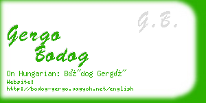 gergo bodog business card